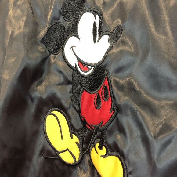 Vintage Disney Wear Mickey Mouse Letterman Jacket Black Satin Made In USA Size L - Picture 5 of 11